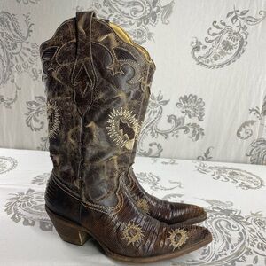 Vtg Corral 1999 Western 
7M Brown Exotic‎ Gen Lizard Leather
Cowgirl Boots
